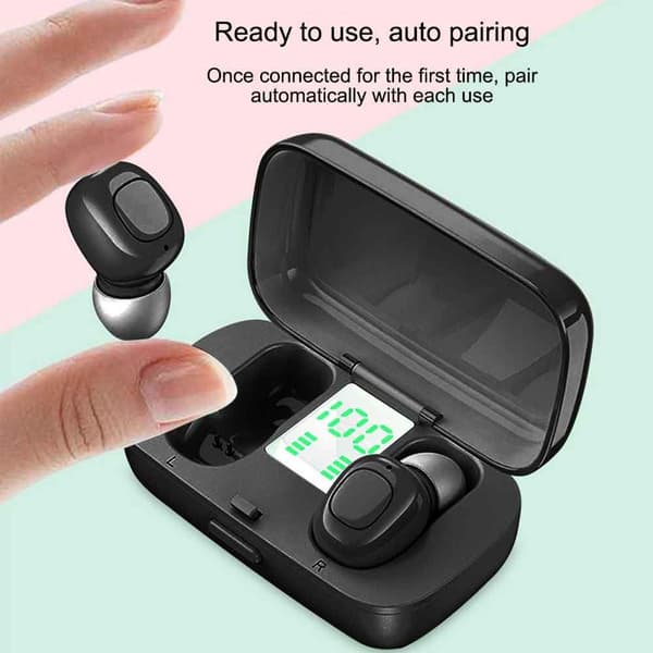 Bluetooth-hovedtelefoner, trådløse øretelefoner, in-ear TWS stereo sort