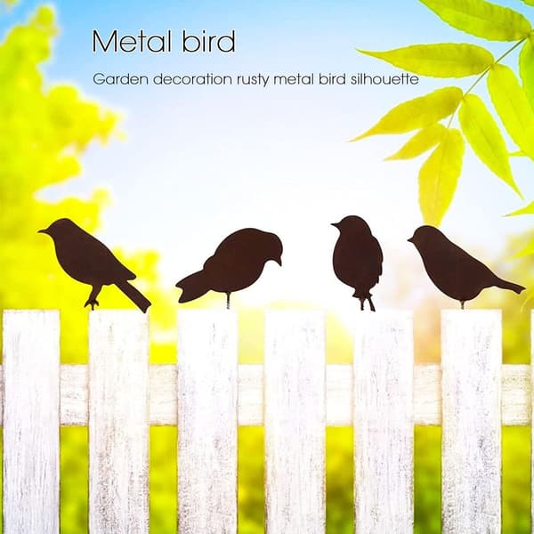 Rusty Birds with Screw Garden Bird Silhouette KLB