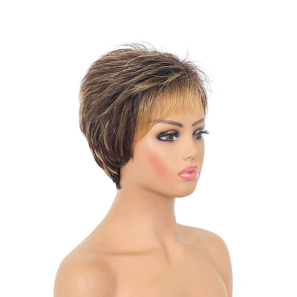 Kort blond parykk for kvinner