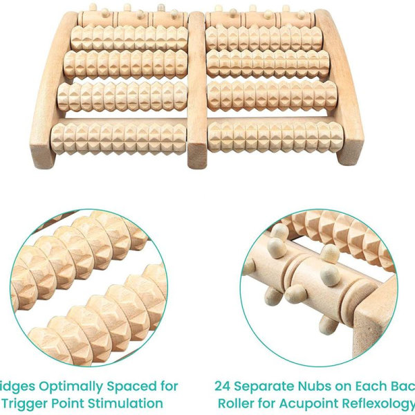 Puinen jalkamassagerulla jalkaterän hierontaan - täydellinen kotiin ja toimistoon.