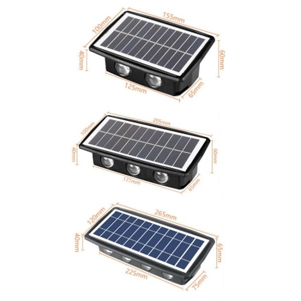 8LED solcellelys kontrollsensor opp og ned, dobbelthodet vegglampe for d