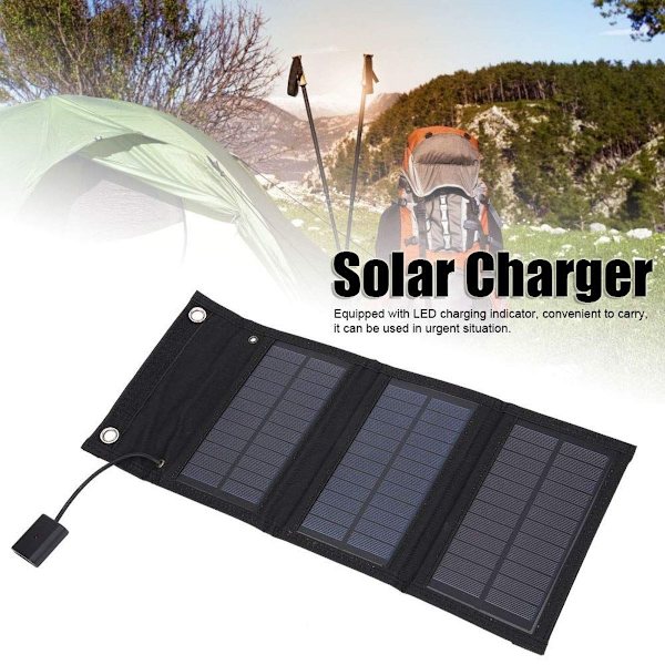 Bærbar solcellelader, foldbart solpanel, 15W solenergibank