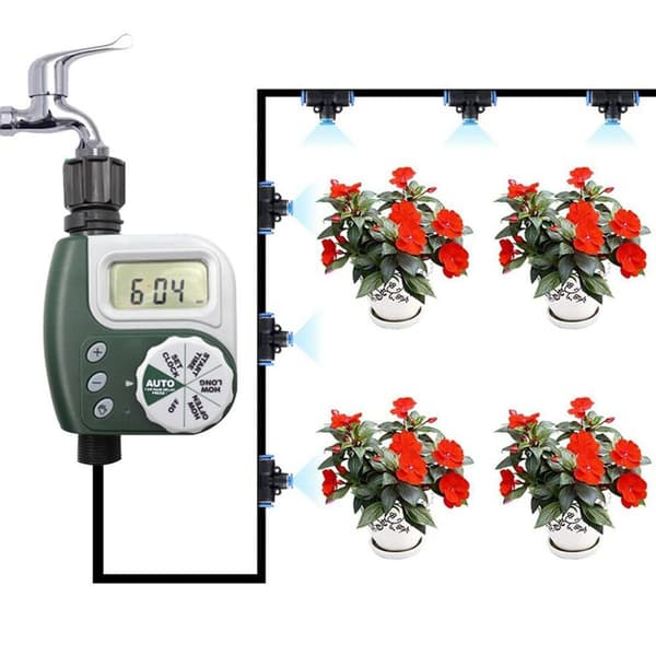 Digital vanningstimer, vanningsklokke. Vanntett LCD-skjerm