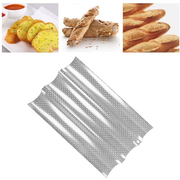 Perforerad baguetteform med non-stick-beläggning för bakning, silver KLB