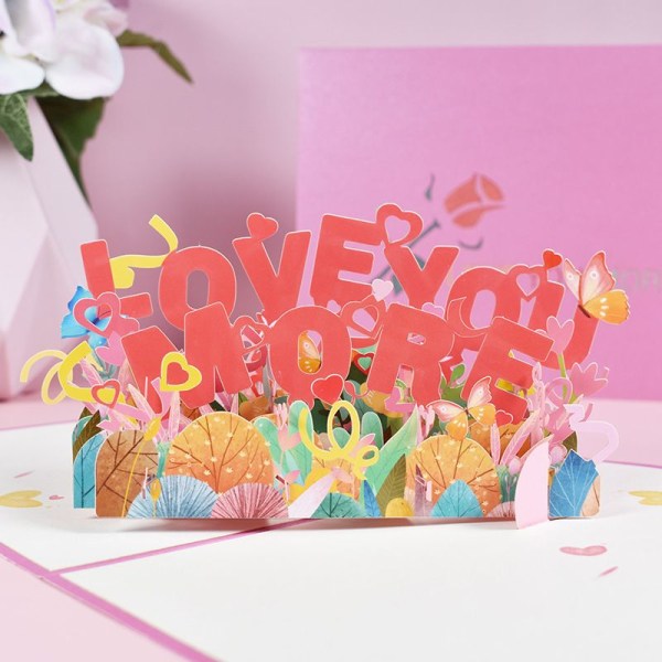 3D pop-up bryllupskort 15*20 cm, jubilæumskort med konvolut, romantisk pop-up invitationskort til valentinsdag, gave-