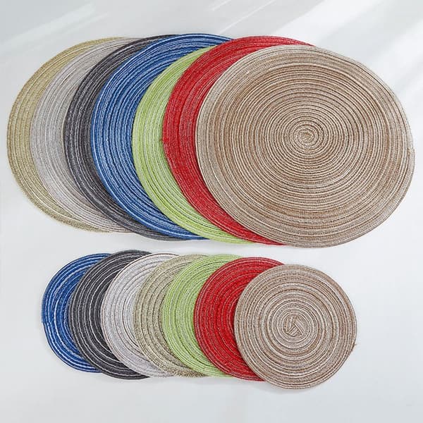 Runde plassmatter, Farmhouse Boho plassmatter, Stoff plassmatte, Rustikk brun