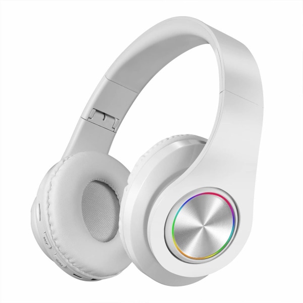 Bluetooth over-ear hovedtelefoner, stereo dyb bas, blød hvid
