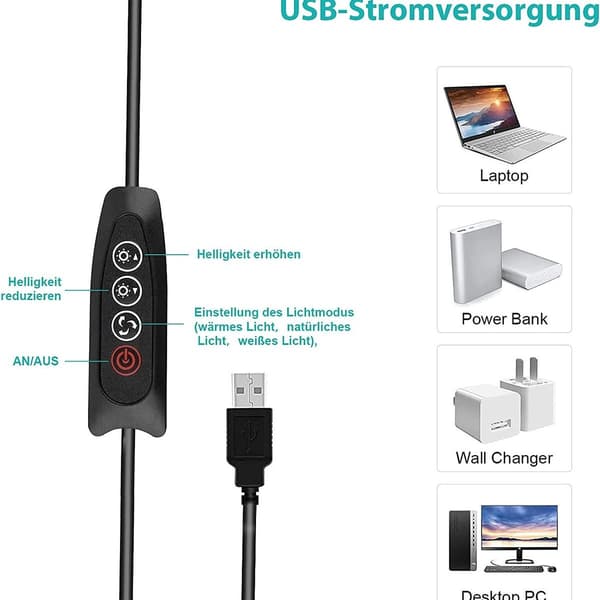 Videokonference belysnings sæt, clip-on lys til bærbar/computer med 10 KLB