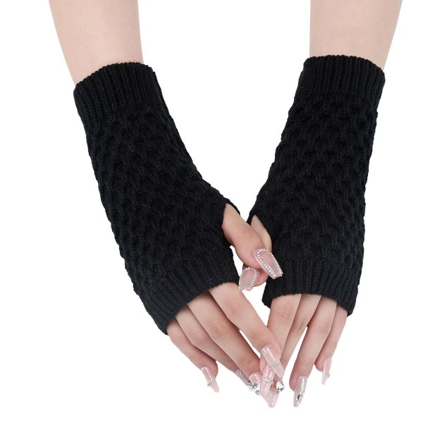 Håndledsmanchetter i imiteret pels - Fingerløse armvarmere til kvinder Win Black KLB
