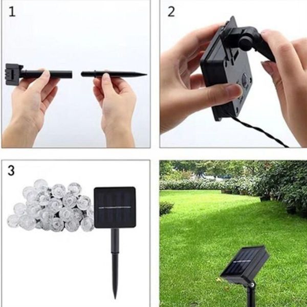 Batteridrevne snøballformede LED-lyskjeder, 30 hvite KLB