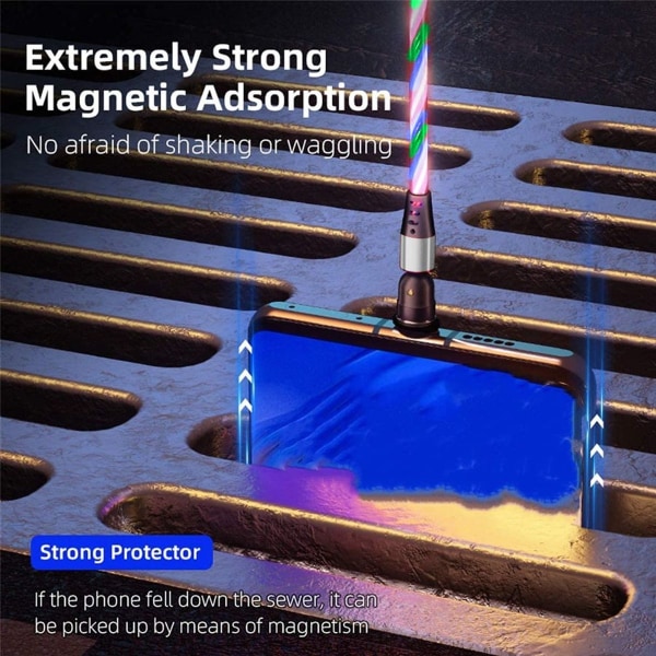 540 graders rotation Magnetisk Streamer Datakabel Blind Multicolor