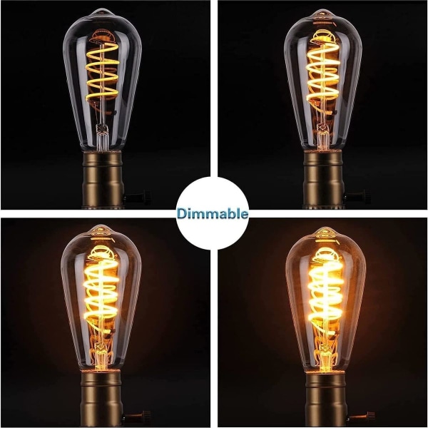 E27 LED ST64.4W Spiral Fleksibel Buet LED Filament E27 Dekorativ Pære Antik Varm