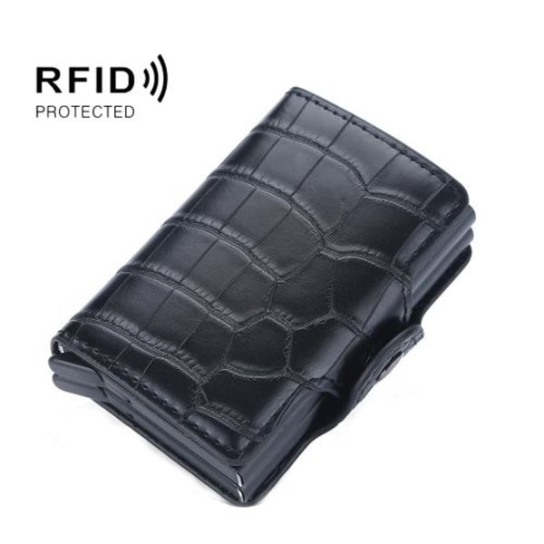 K9171 RFID Antimagnetisk Kortholder Mænd Krokodillemønster Automatisk