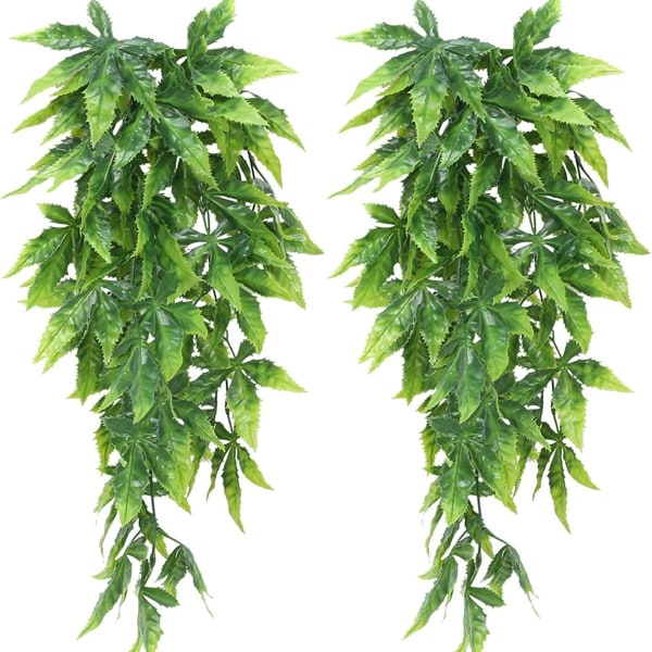 2 stk Kunstig hengende plante hengende plante utendørs innendørs Maple Leaf Fake hengende plante