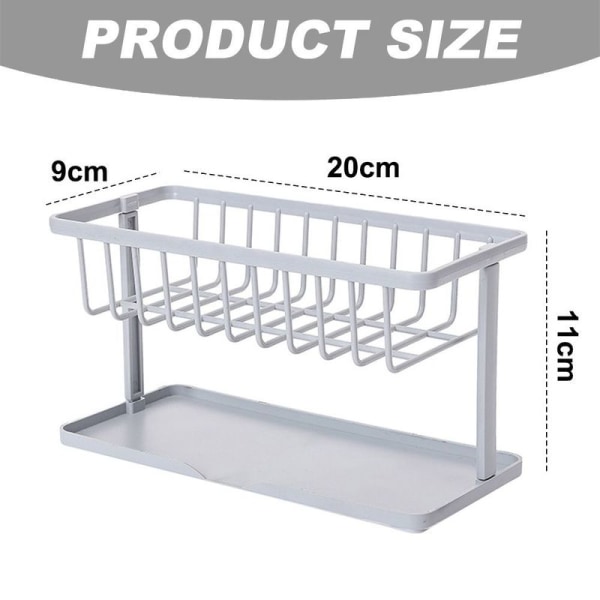 ABS-material, tre farger, dobbeltlags oppvaskstativ, svampgrå