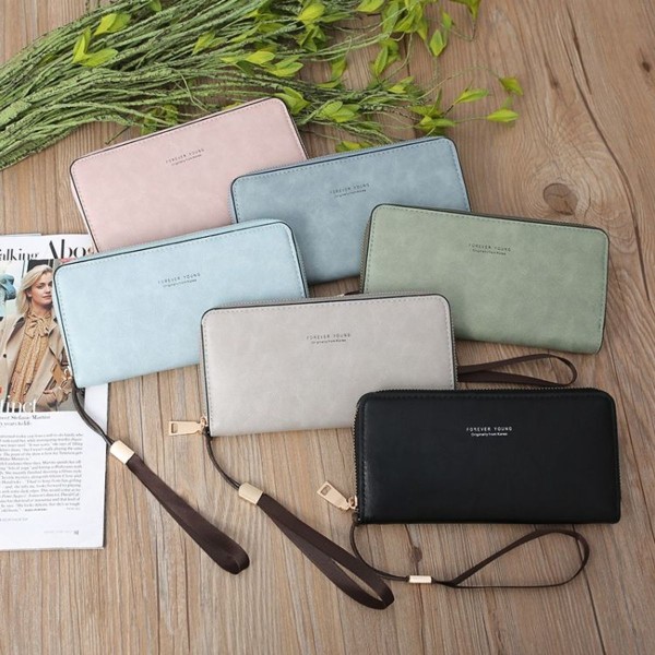 Matt Lang Lommebok Dame Lommebok Clutch Glidelås Veske (Grønn)