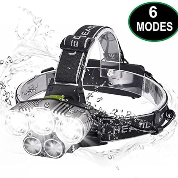 5 LED-frontlykter med seks moduser, USB-oppladbare vanntette frontlykter KLB