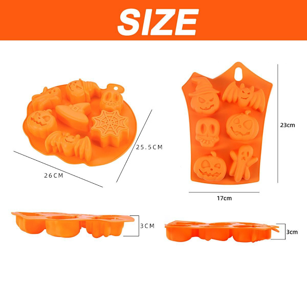 2PCS Silikon Halloween Spöke Pumpa Bakform Set Non-stick Choklad Gelé