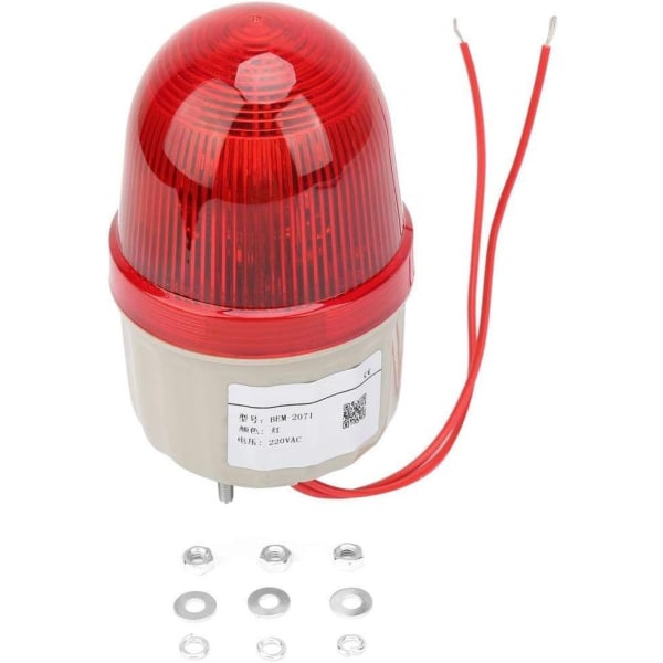 LED Strobe Signal Lys 220V AC/3W, LED Blinkende Forlygte Alarm Advarselslampe Lys, Bolt Fast, Diameter 75 mm