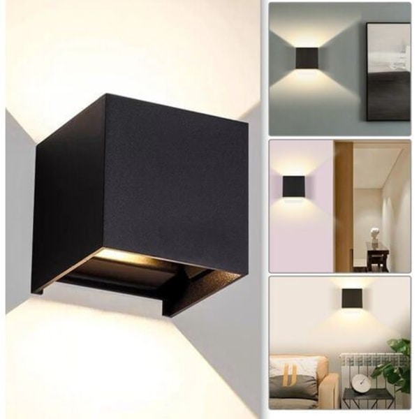 LED-seinävalaisin IP65 Olohuone Käytävälamppu Portaikko Seinävalaisin Deco Ulko 7W Musta Lämmin valkoinen