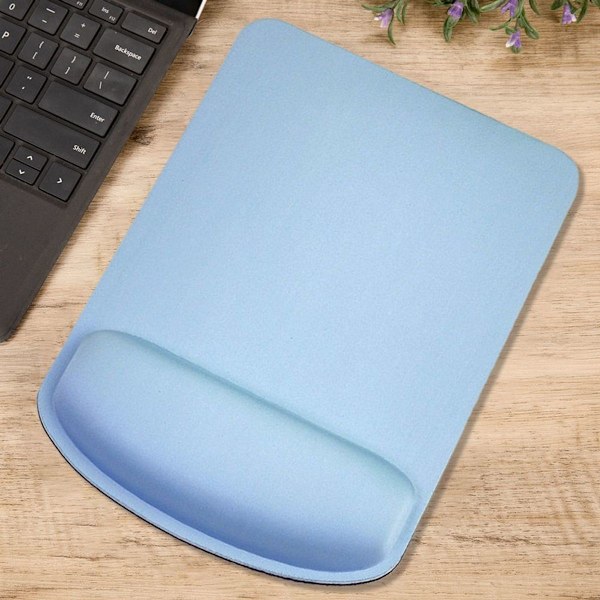 Musmatta med handledsstöd, handgjord ergonomisk musmatta blå
