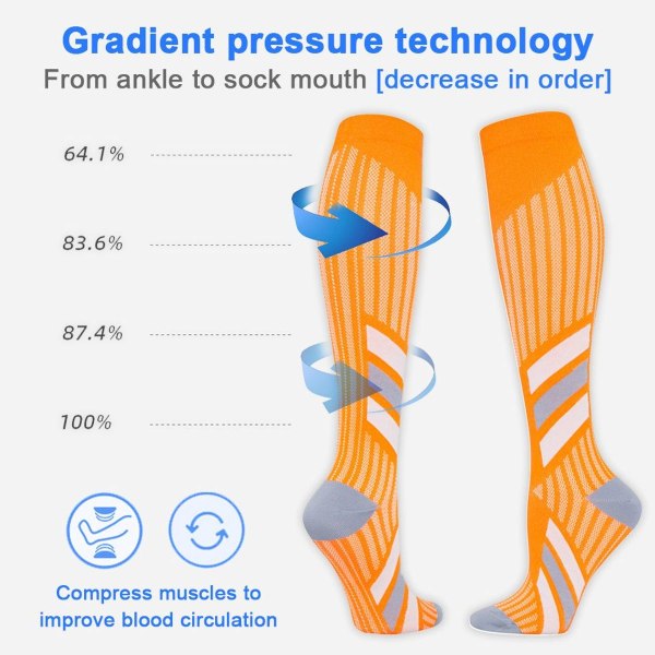 Universal fitness tube kompressionsstrømper til mænd og kvinder i orange KLB