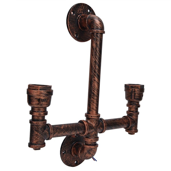 Jern vegglampe dobbel hode vannrør lampe steampunk vegg KLB