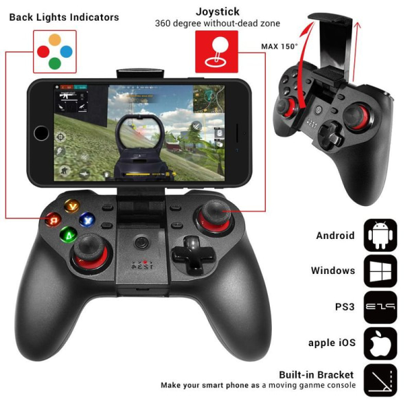 Opgraderet mobilspilcontroller, trådløs Bluetooth-gamepad Joystick Multimedia