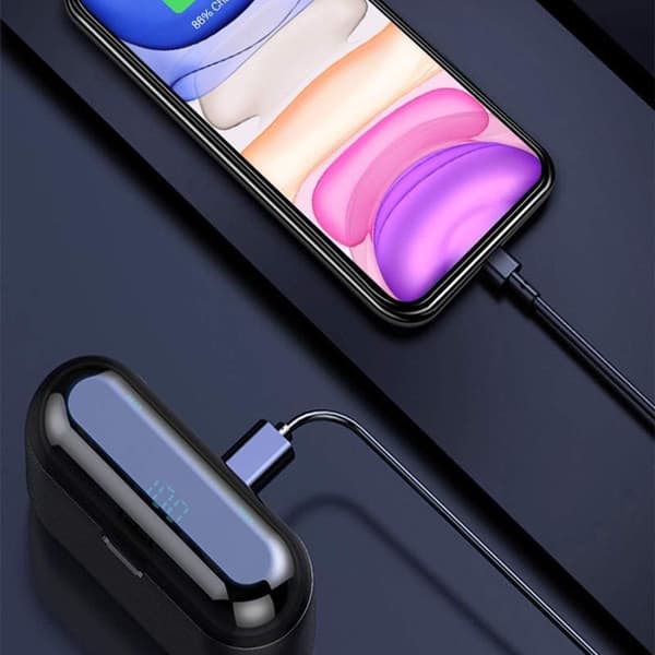 Bluetooth-ørepropper, 5.0-ørepropper med 2000 mAh ladeetui LED-hodetelefoner