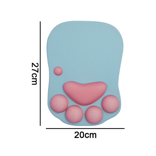 Musematte med kattepote og håndleddstøttepute i myk silikon, blå