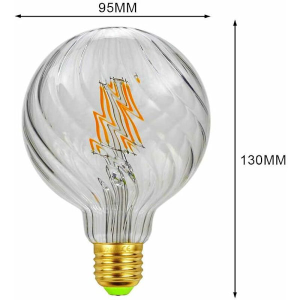Led-lamput Vintage Led Filament Edison -lamppu 4W Ei himmennettävä Erikoisvalaisimet Koristelamput 220/240V E27 Lämpöhehku (G95 Kirkas pyörre) KLB
