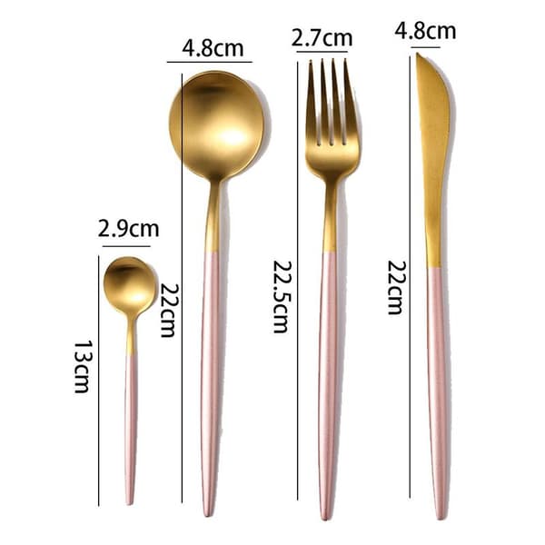 Guld Bestick Set Matt Bestick Set 304 Rostfritt Stål Flat Ros Guld