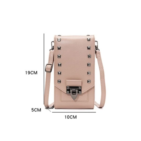 F835 Rivet Diamond matkapuhelinlaukku Naisten olkalaukku (vaaleanpunainen)