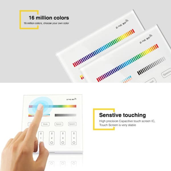 Milight 2.4G trådløs 4-zoners RGB + CCT Smart Panel LED KLB