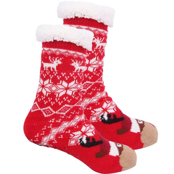 Pige Jule Slippers Strømper Skridsikre Fluffy Vinter Strømper Style 3 KLB