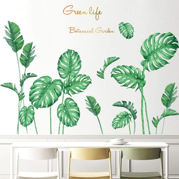 Green plants, fresh leaves, wall stickers, vibrant tropical leaves, wall stickers KLB