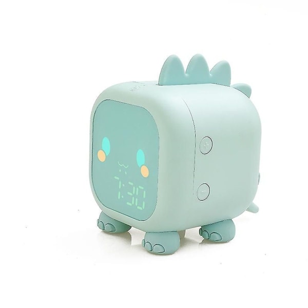 Cute Dinosaur Alarm Clock with USB Alarm, Wake Up Light and Night Light (Green)