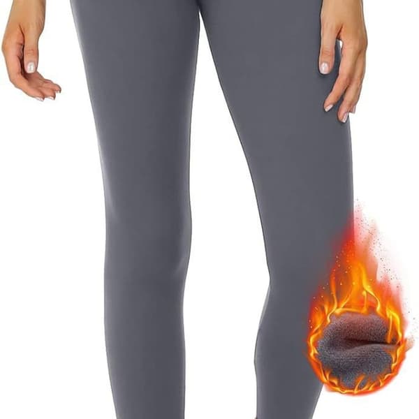 Fleece-leggings for kvinner, vinter yogabukser for magekontroll A