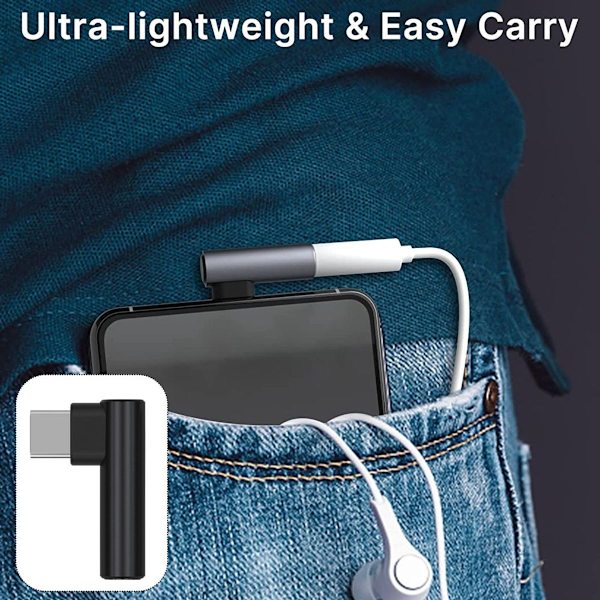 2-pakning USB-C til 3,5 mm lydhodeadapter, Type C til svart
