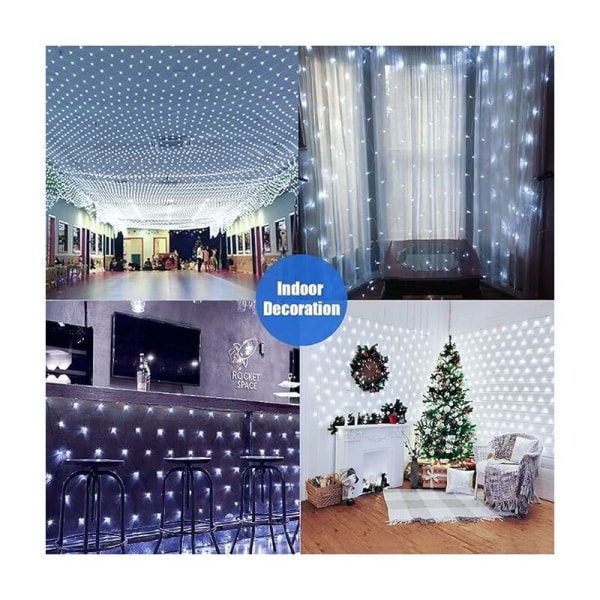 Net Lys Garland, 540 LED Net Lys 6M X 4M 8 Vandtætte Energilyser, Dæmpbar til Soveværelse Jul Bryllupsfest Hjem Have, Hvid KLB