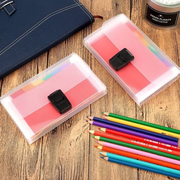 4-pack A6 expanderbara mappar, dokumentmapp med 24 etiketter, organisationsmapp