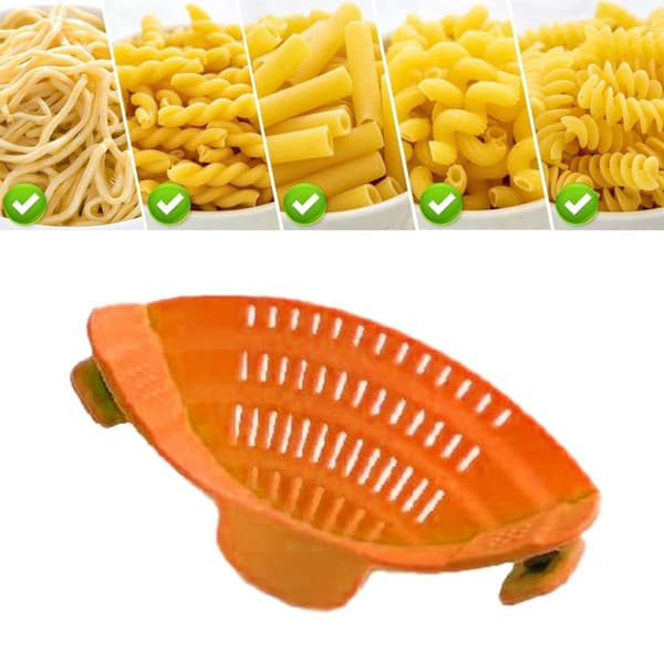 Gryte- og pastasil, justerbar klips i silikon, oransje