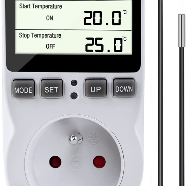 Termostatuttag, digital temperaturregulator, digitalt programmerbart uttag med