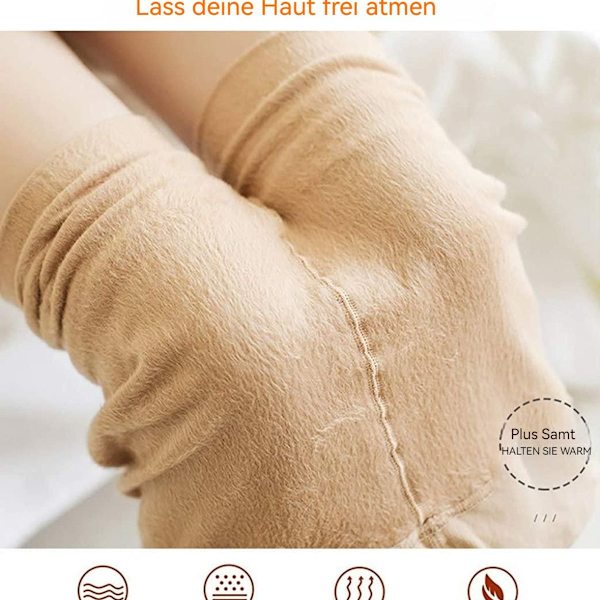 Jepozra Naisten lämpimät talvisukkahousut, lämmin sametti, läpinäkymätön, musta ja luonnollinen KLB