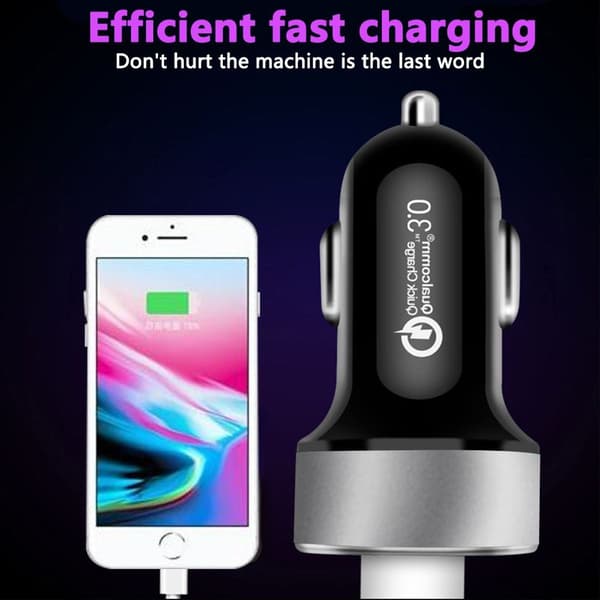 Billader for bil, Quick Charge 3.0 + 2.4A 30W billader for bil, billaderadapter, dobbel KLB