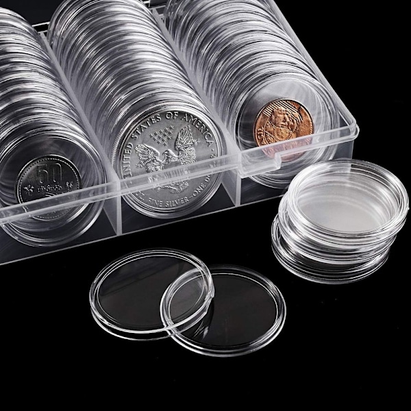 Förvaringsbehållare för silvermynt 40 mm för myntsamlare, 60-pack