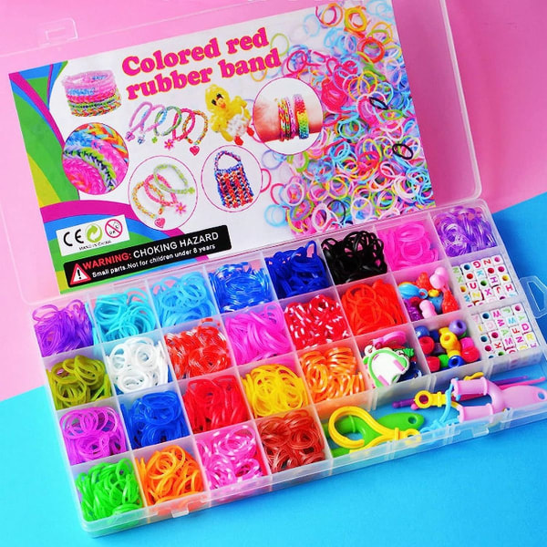 Loom Ribbon Craft Kit, 1600+ farverigt gummibånd startsæt DIY Craft Colorful KLB