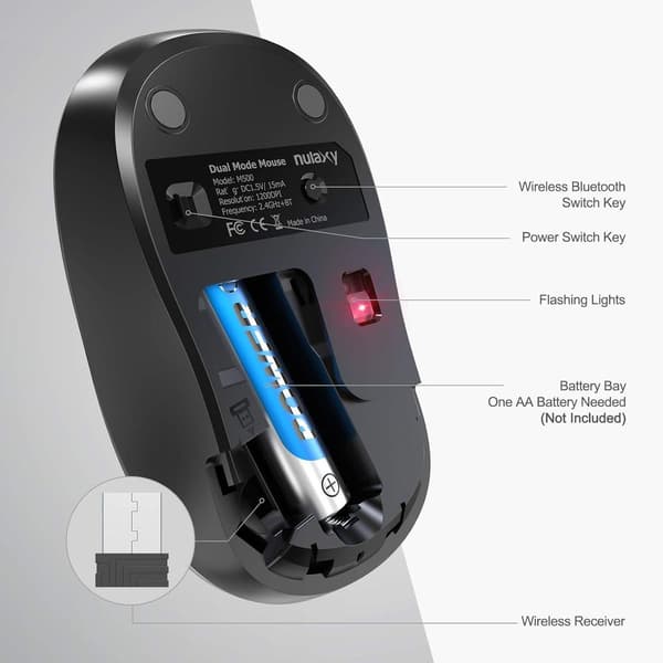 Bluetooth-mus, 2,4 G Bluetooth-trådløs mus Dual
