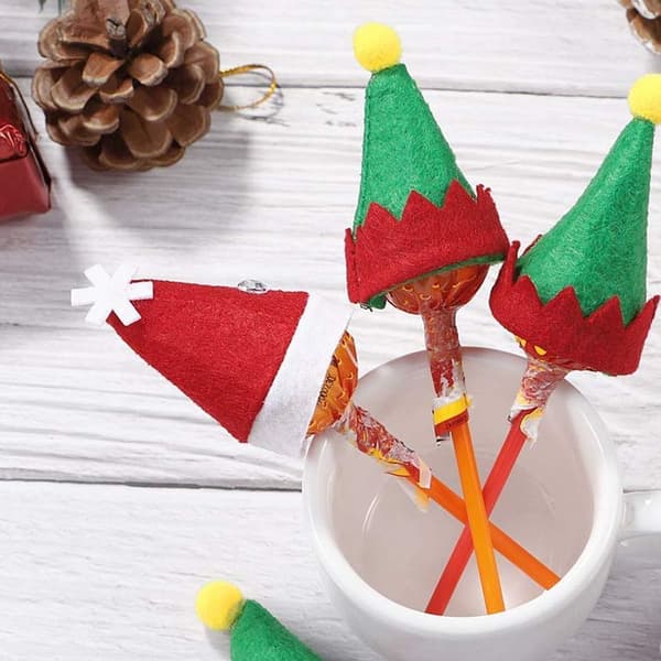 20 stk. Mini DIY Julehat Design Slikkepind Top Wraps KLB