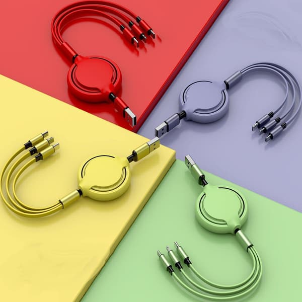 3-in-1 On The Soft Glue Go Retractable Charging Cable, Purple KLB